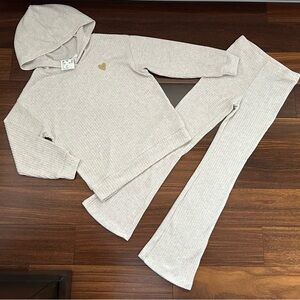 BNWT H&M Cozy Ribbed Hoodie and Flared Leggings Set